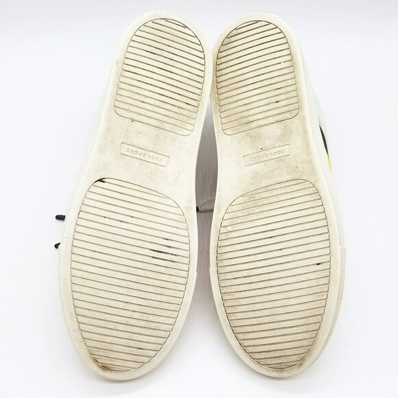 Tory Burch Sport Ruffled Rainbow Striped Leather Sneakers Size 9.5 Preppy $228 - Picture 11 of 16